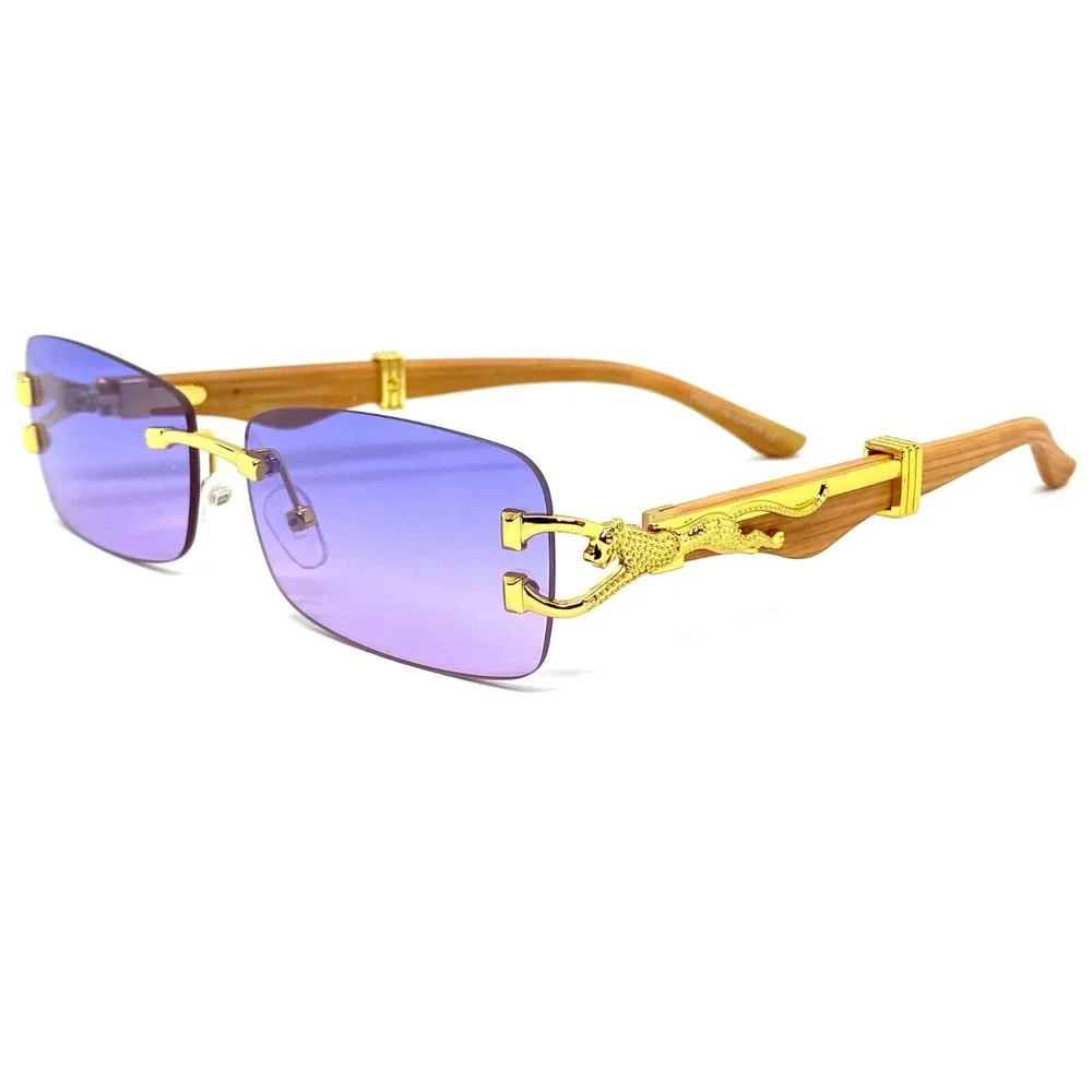 Mens Rimless Rectangle Sunglasses Sophisticated Darkened Vision Protectors Shape